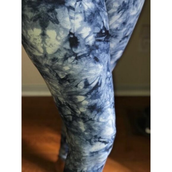 The Canadian Leggings Company Pants - BLUE   White Frost Print Tye Dye Full Length Leggings Size 12-20 NWT